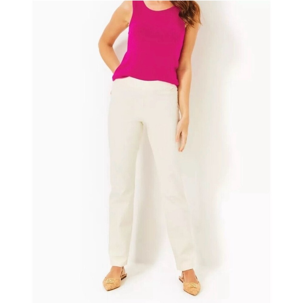 Lilly Pulitzer NWOT Declynn High Rise Straight Leg Stretch Pants in Crème Brulee